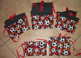 lot of 12 handmade soccer design purses flame ball or variety. - $46.30