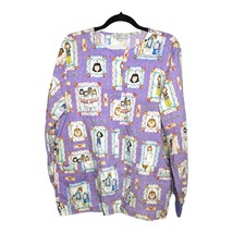 Cherokee Purple Cartoon Medical Nurse Doctor Womens Scrub Top Size Medium  - $8.90