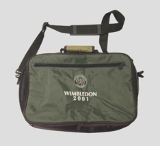 $60 Wimbledon 2001 Tennis Green Vintage Messenger Travel Black Shoulder Bag - £60.88 GBP
