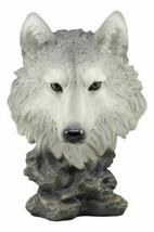 Realistic Large Gray Wolf Head Bust Statue 16&quot;Tall Blood Lust Timberwolf Decor - £52.59 GBP