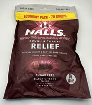 Halls ECONOMY PACK Black Cherry Cough &amp; Throat Relief  SUGAR FREE 70 ct ... - $12.75