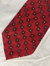 Pierre Cardin Tie Red W/Black &amp; Gold Squares All Silk USA Made - $10.00