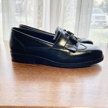 Hush Puppies Tassel Loafer Mens 10 W Black Leather Kiltie HPO2 Flex Shoe... - $28.30