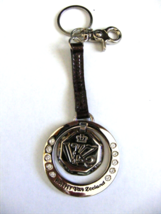 Kathy Van Zeeland Silver Keychain Purse Charm Crown Rhinestones - £9.56 GBP