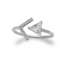 Sterling Silver Open CZ Arrow with Large CZ Triangle Ring - £28.54 GBP