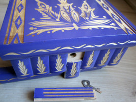 Purple Secret Wooden Puzzle Box for Hiding Valuables Hungary Key Lock Mi... - $59.16