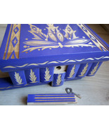 Purple Secret Wooden Puzzle Box for Hiding Valuables Hungary Key Lock Mi... - £46.64 GBP