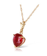 1.45 Carat 14k Solid Yellow Gold Necklace Natural Heart Ruby - $149.69