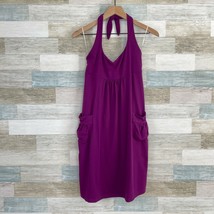 Susana Monaco Halter Babydoll Jersey Dress Purple Stretchy Casual Womens... - $44.54