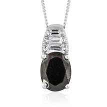 Shungite, White Topaz Platinum Over Sterling Silver Pendant W/ 20&quot; Chain #JN1116 - £47.77 GBP