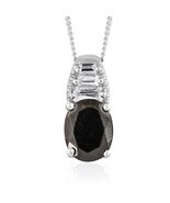 Shungite, White Topaz Platinum Over Sterling Silver Pendant W/ 20&quot; Chain... - £47.68 GBP