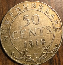 1918 Newfoundland Silver 50 Cents Coin - £19.49 GBP