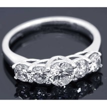 1 Ct 5-Stone Round Cut Moissanite Wedding Anniversary Ring 14K White Gold Plated - $149.88