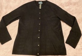 Lauren Ralph Lauren Sweater Women L Black Merino Angora Cashmere Cardiga... - $40.19