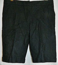 Poleci Bermuda Shorts Pinstripe Black Silver Straight Cuffed size 8 Vintage - £10.96 GBP