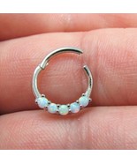 14K Septum Nose Ring in Gold with Round Opal Clicker Daith Piercing Baarbij - $288.01 CAD+