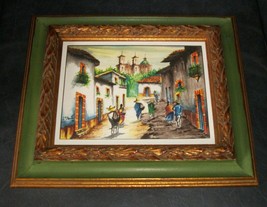Vtg Early Modern Painting Folk Art Santa St Prisca Taxco Alarcon Guerrero Mexico - £239.00 GBP