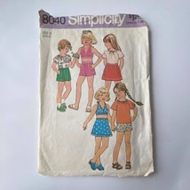 Simplicity 8040 Sewing Pattern 1977 Size 6 Bust 25 Vintage Girls Shorts ... - $9.87
