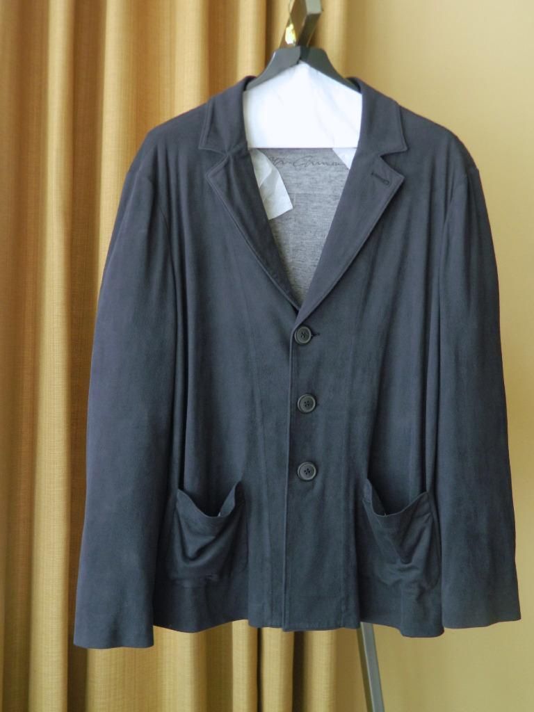 Primary image for Giorgio Armani Jacket Light Weight Navy Ultra Suede Coat 52 R Pristine