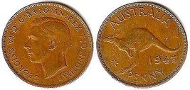 1943 George VI Australia One Penny - Fine - $4.90