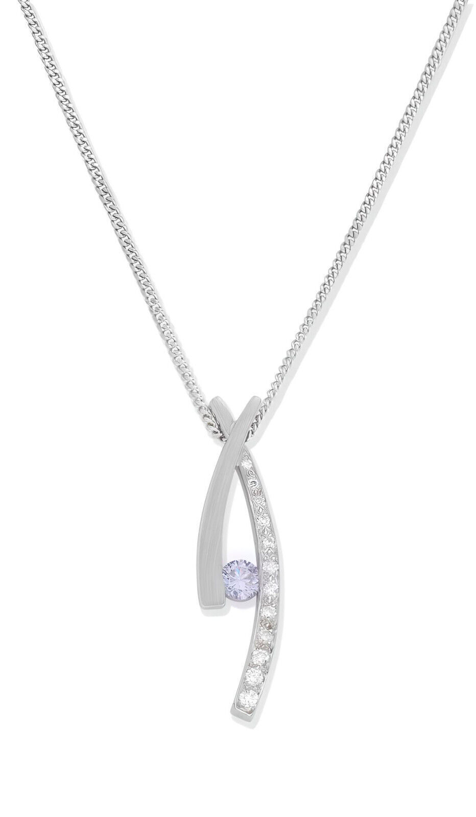 0.22ct Violet Diamond Necklace & Pendant GIA Round Fancy Gray Violet Color 18K - $14,487.50