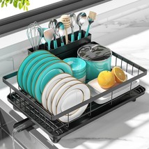 Dish Drying Rack Dish Racks for Kitchen Counter Sink Drainboard Black Rustproof - £22.93 GBP