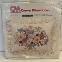 Vintage 1978 Columbia-Minerva Crewel Pillow Kit 16x12 #7910 Brown Line F... - $24.83