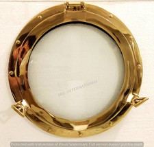 15&quot; Antique Marine Brass Ship Porthole Analog Clock Nautical Wall Clock Home Dec - £91.52 GBP
