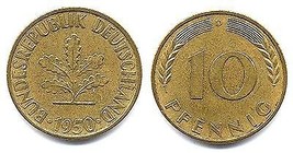 1950 - D Bundesrepublik German Ten Pfennig - Very Fine - £3.05 GBP