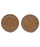 1924 - A Deutsches Reich Two Renten Pfennig - V.G.+ - £5.48 GBP