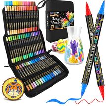 Portable 72-Color Acrylic Paint Pen Set with Dual Tips for Creative Proj... - $67.27