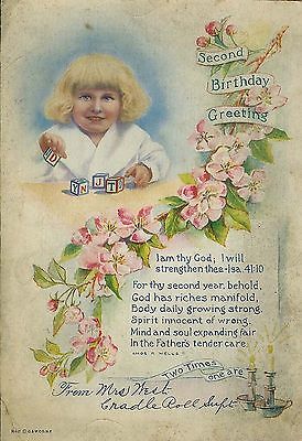Primary image for 1919 Second Birthday Greeting with Amos R. Wells verse