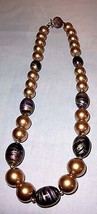 Gold-tone and purple swirled beaded necklace - £6.30 GBP