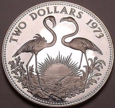 Silver Proof Bahamas 1973 2 Dollars~Only 50k Minted~Flamingos~Free Shipping - £44.09 GBP