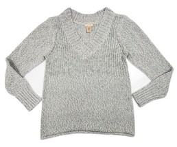 Arizona Jean Co Gray White Silver Metallic Blend Sweater V-Neck Women&#39;s 2X - £3.97 GBP