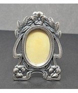 Pewter Oval Picture Frame 3.5&quot; Photo Flowers Ornamental Decor - £7.47 GBP