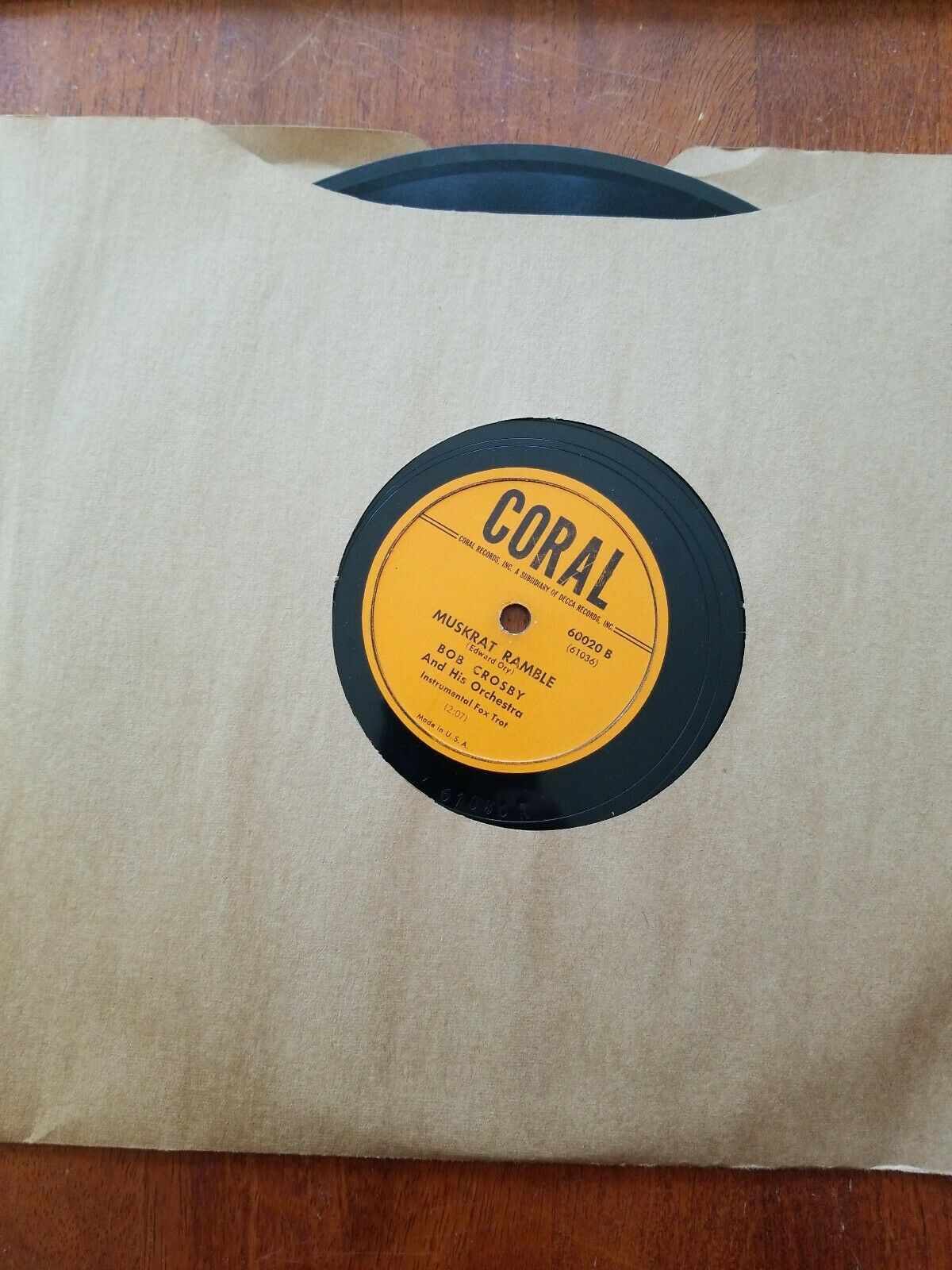 Bob Crosby 78 Coral 60020 Muskrat Ramble / High Society - $3.92