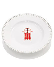 Martha Stewart 9&quot; Red Sleigh Holiday Salad Dessert Plates Christmas Set ... - $29.99