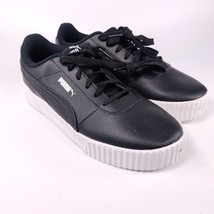 PUMA Women Carina 370325-01 Black Leather Casual Low Top Sneaker Shoe Size 8 - £15.91 GBP