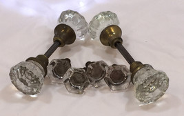 Antique Lot of Clear Glass / Brass Door Knobs and Drawer Pulls - Excellent - £90.42 GBP