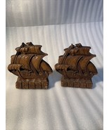 Pair vintage Bookends clipper sailing ships Orna Wood brand Nautical boat - €43,55 EUR