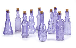 Darice Purple Colored Mini Glass Bottles with Corks Assorted Shapes and Sizes - £12.48 GBP
