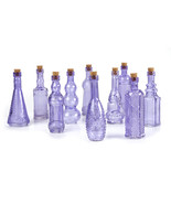 Darice Purple Colored Mini Glass Bottles with Corks Assorted Shapes and ... - £12.21 GBP