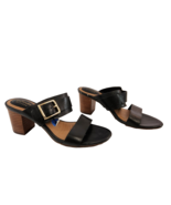 Clarks Artisan Leather Open Toe Sandals Women 6.5 M Black Gold Buckle Sl... - £31.00 GBP