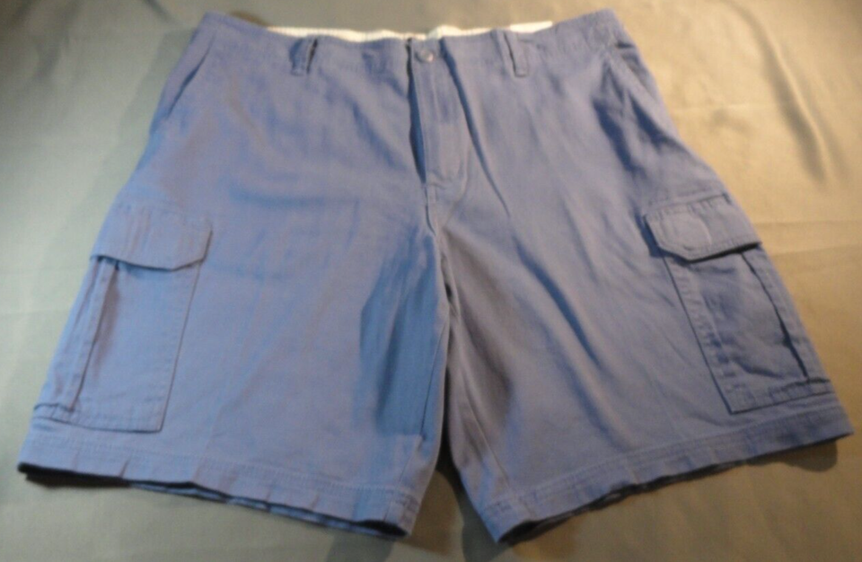 GEORGE AT THE KNEE BLUE 6 POCKET HOT WEATHER COTTON SPANDEX CARGO SHORTS 46 - $14.57