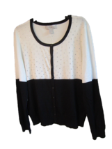 By Design, Colorblock Studded Cardigan, Black/White, Size XL - £21.94 GBP