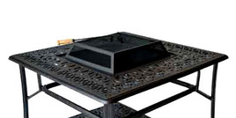 Outdoor Fire Pit Coffee Table Elisabeth Patio Cast Aluminum Furniture Bronze - £710.46 GBP
