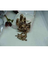 Vtg Cactus Saddle Sheriff Badge Cowboy Boot Star Dangle Goldtone Brooch ... - $33.94 CAD