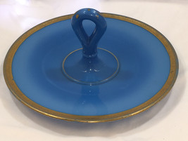 Cambridge Glassware #168 Azurite Blue 10&quot; Handheld Sandwich Tray from 19... - £38.89 GBP