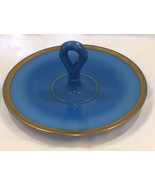 Cambridge Glassware #168 Azurite Blue 10&quot; Handheld Sandwich Tray from 19... - £39.40 GBP